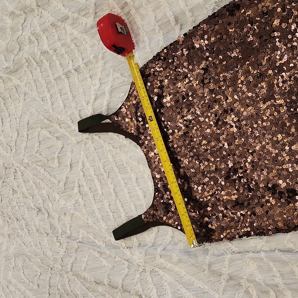 Brown sequin Theory mini shift dress size 4! Such a stunner! - Picture 7 of 9